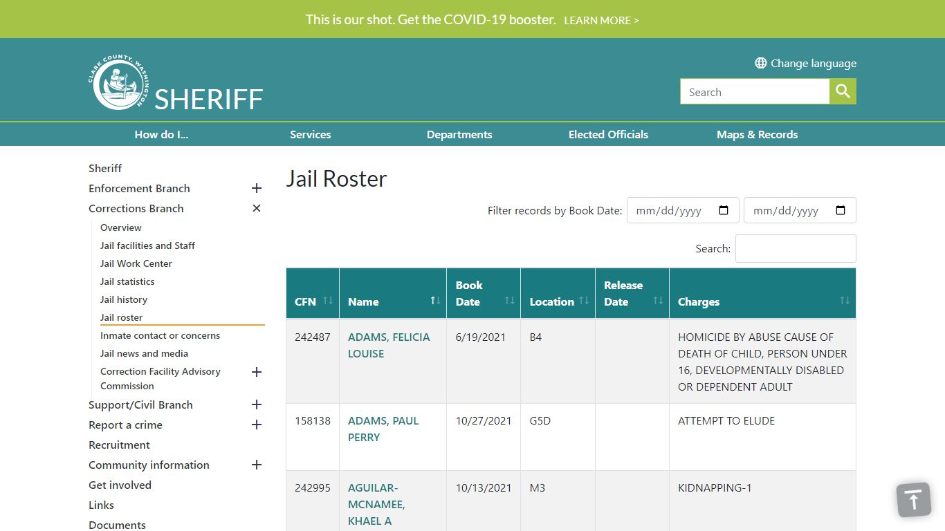 Jail Roster | Clark County